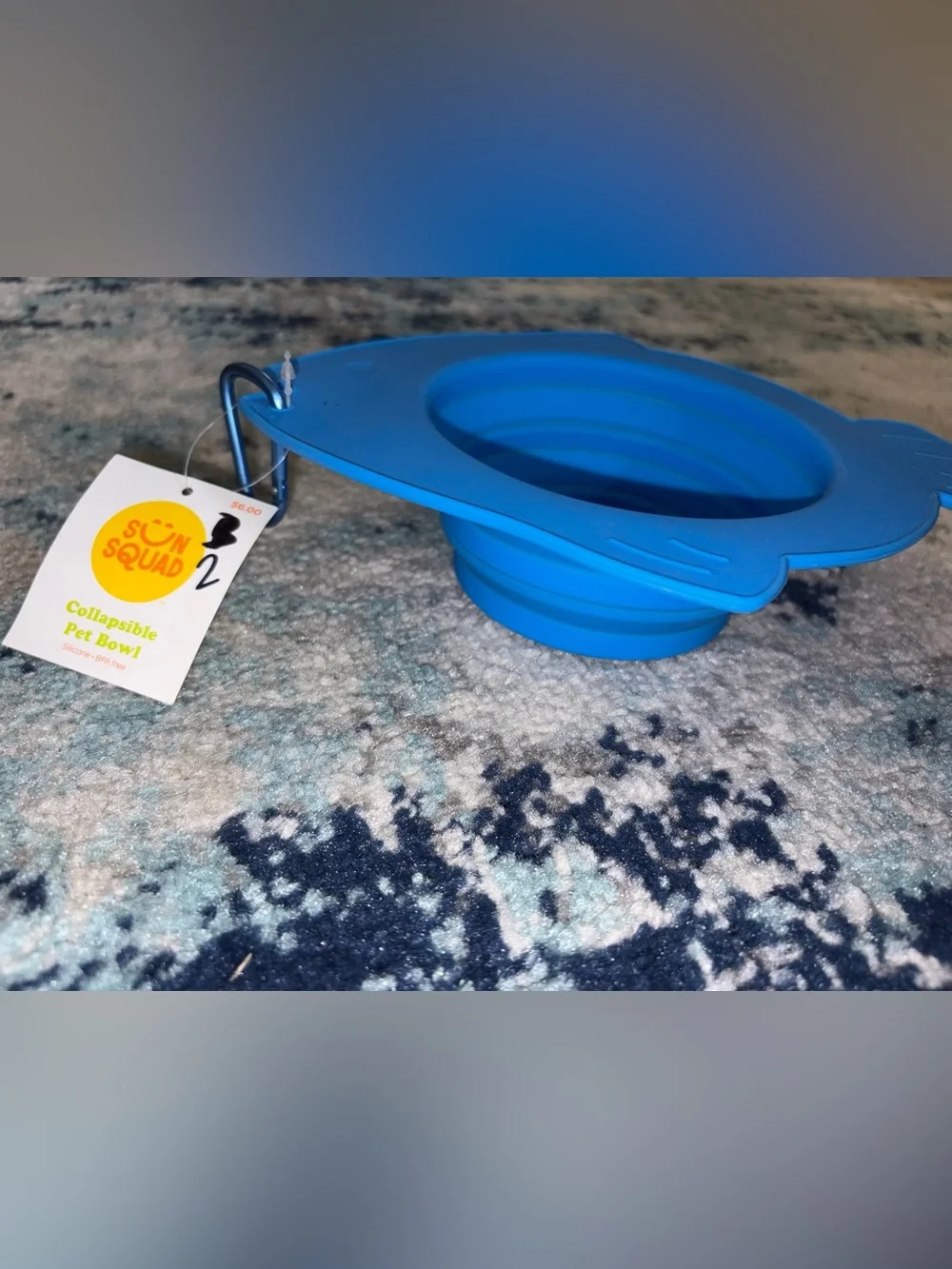 Set of 9 - Collapsible Fish-Shaped Pet Bowl - Bright Blue